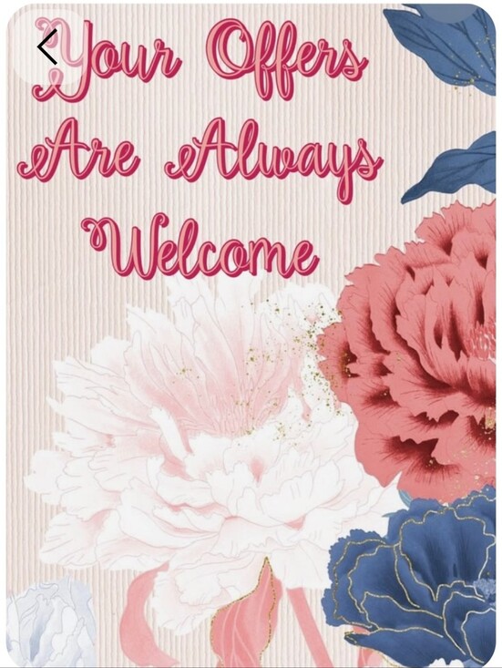 Other - Floral “Your Offers Are Always Welcome” Art Print - Pink, Coral, Blue